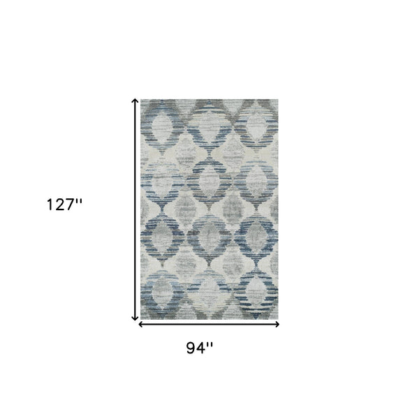 Homeroots 8' X 11' Blue And Ivory Geometric Area Rug  Polypropylene 491925