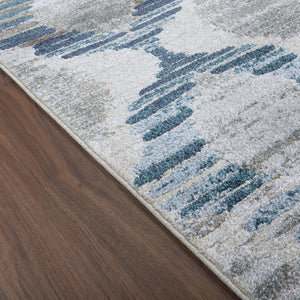 Homeroots 8' X 11' Blue And Ivory Geometric Area Rug  Polypropylene 491925