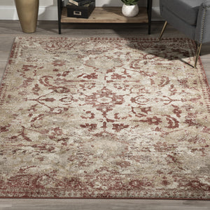 Homeroots 5' X 8' Red And Beige Oriental Area Rug  Polypropylene 491928