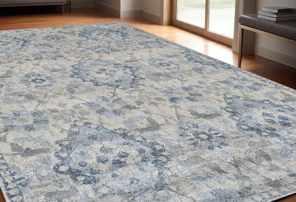 Homeroots 5' X 8' Blue Oriental Area Rug  Polypropylene 491932