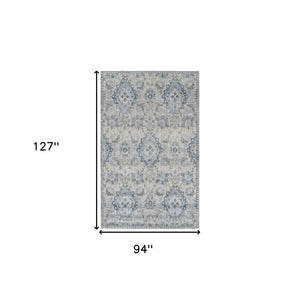 Homeroots 8' X 11' Blue Oriental Area Rug  Polypropylene 491933