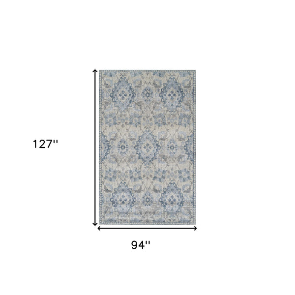Homeroots 8' X 11' Blue Oriental Area Rug  Polypropylene 491933