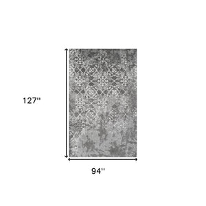 Homeroots 8' X 11' Gray And Ivory Oriental Distressed Area Rug  Polypropylene 491937