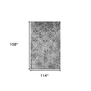 Homeroots 10' X 13' Gray And Ivory Oriental Distressed Area Rug  Polypropylene 491938