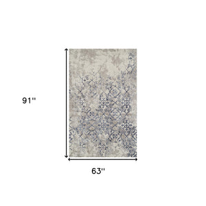 Homeroots 5' X 8' Blue And Ivory Oriental Distressed Area Rug  Polypropylene 491940
