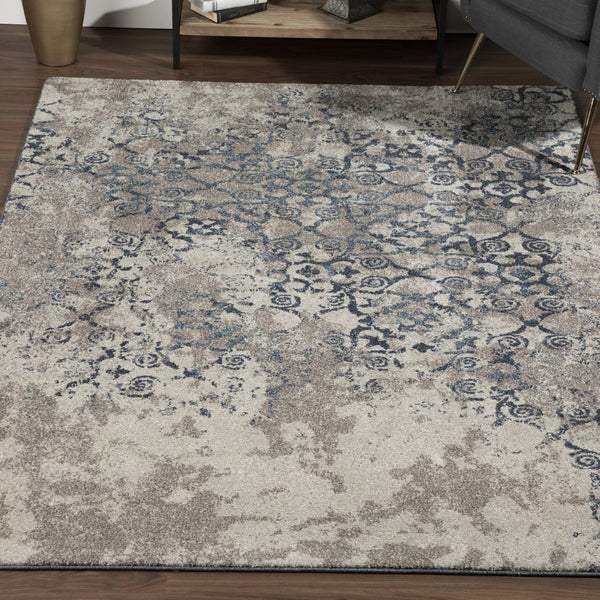 Homeroots 5' X 8' Blue And Ivory Oriental Distressed Area Rug  Polypropylene 491940