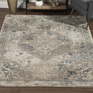 Homeroots 5' X 8' Ivory Oriental Distressed Area Rug  Polypropylene 491944
