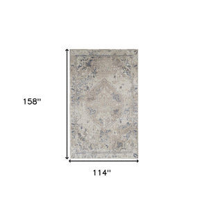 Homeroots 10' X 13' Ivory Oriental Distressed Area Rug  Polypropylene 491946