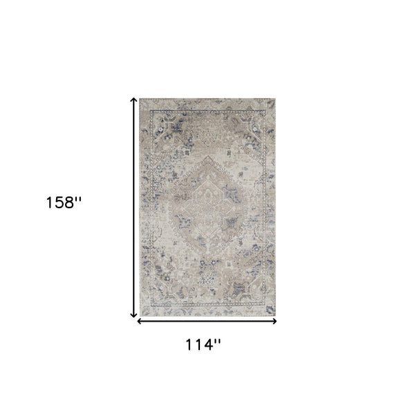 Homeroots 10' X 13' Ivory Oriental Distressed Area Rug  Polypropylene 491946