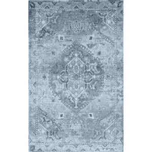 Homeroots 8' X 11' Blue Oriental Distressed Area Rug  Polypropylene 491949