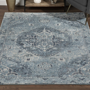 Homeroots 8' X 11' Blue Oriental Distressed Area Rug  Polypropylene 491949