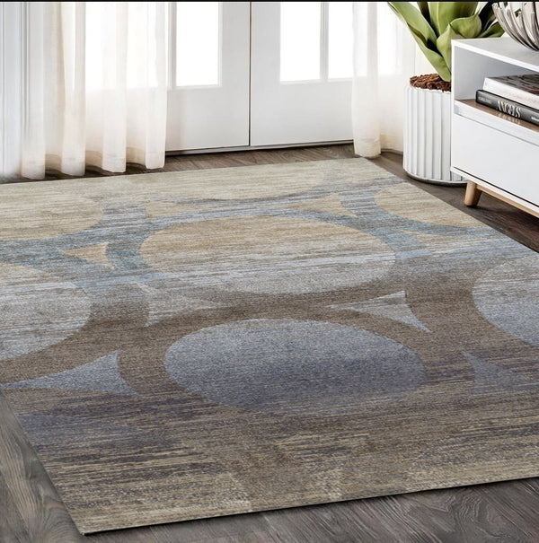 Homeroots 5' X 8' Brown And Beige Abstract Area Rug  Polypropylene 491952