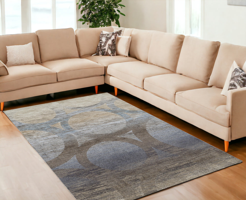 Homeroots 8' X 11' Brown And Beige Abstract Area Rug  Polypropylene 491953