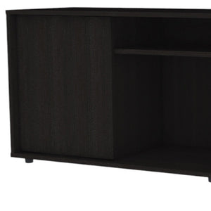 Homeroots 59" Black Open Shelving Tv Stand And Coffee Table  Manufactured Wood 491955