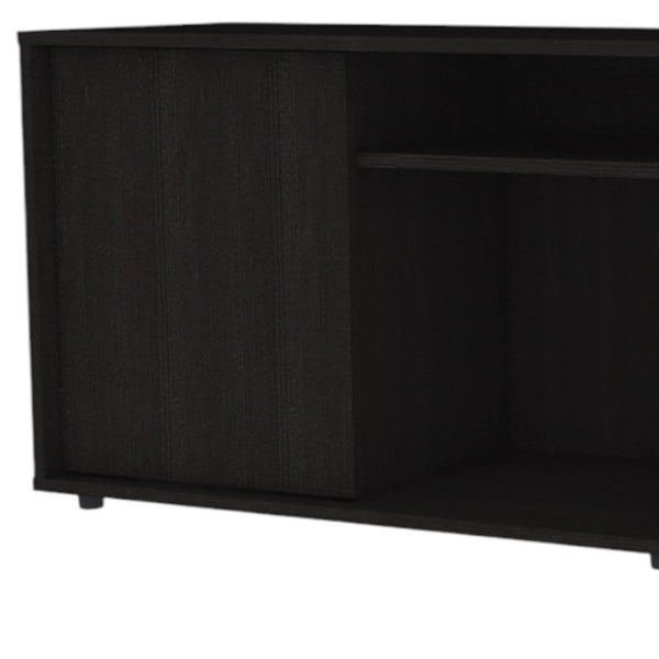 Homeroots 59" Black Open Shelving Tv Stand And Coffee Table  Manufactured Wood 491955