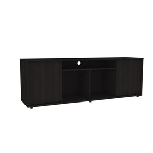 Homeroots 59" Black Open Shelving Tv Stand And Coffee Table  Manufactured Wood 491955