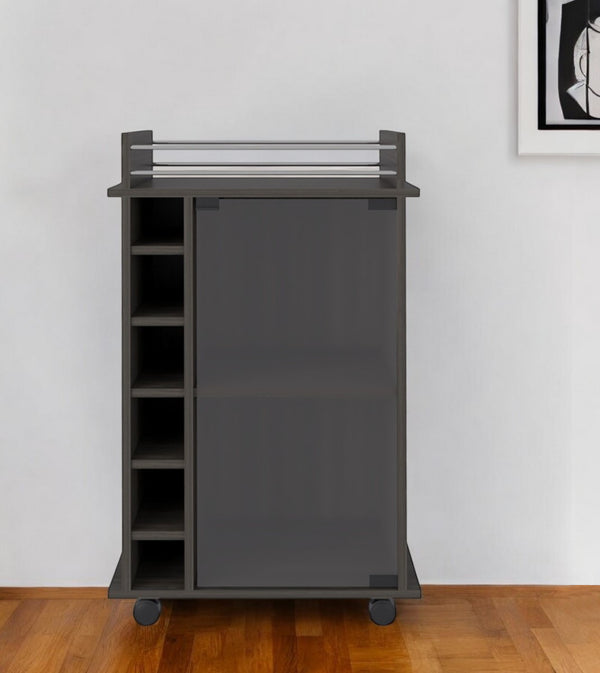 Homeroots 22" Brown And Black Open Shelving Bar Cart And Coffee Table  Manufactured Wood 491956