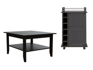 Homeroots 22" Brown And Black Open Shelving Bar Cart And Coffee Table  Manufactured Wood 491956