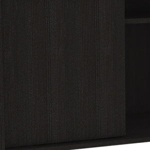 HomeRoots 59" Modern Brown and Black Enclosed Storage TV Stand with Open Shelving and Cable Management Solutions 491957