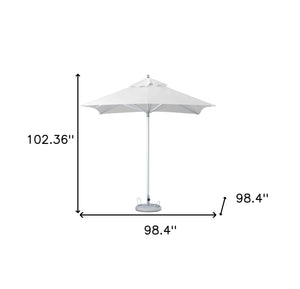 Homeroots 8' White Polyester Square Market Patio Umbrella  Aluminum 491958