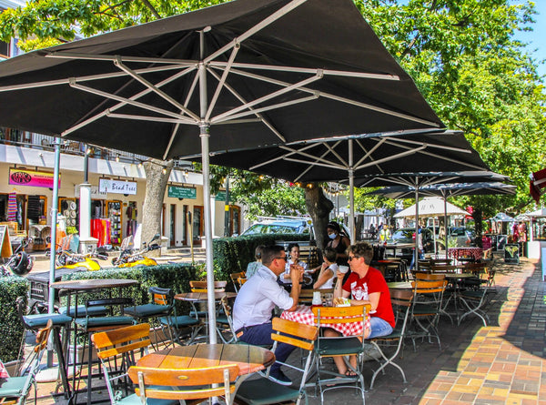 Homeroots 8' Black Polyester Square Market Patio Umbrella  Aluminum 491960