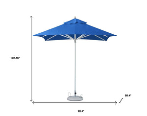 Homeroots 8' Blue Polyester Square Market Patio Umbrella  Aluminum 491961