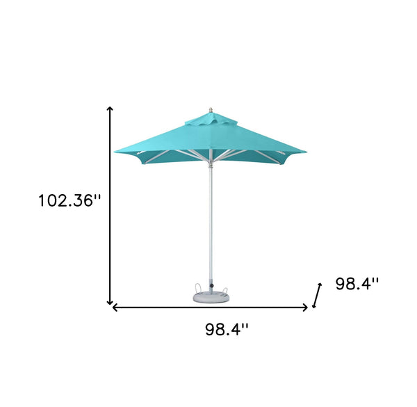 Homeroots 8' Aqua Polyester Square Market Patio Umbrella  Aluminum 491963
