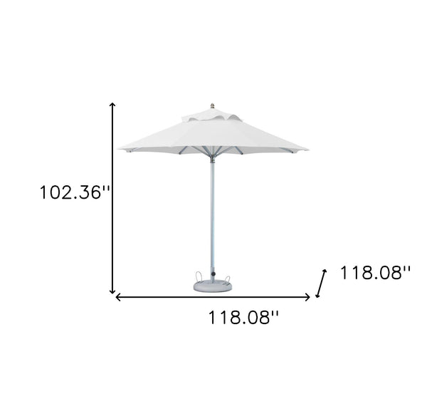 Homeroots 10' White Polyester Round Market Patio Umbrella  Aluminum 491970