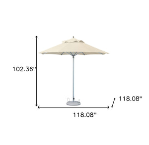 Homeroots 10' Ecru Polyester Round Market Patio Umbrella  Aluminum 491971