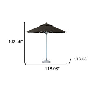 Homeroots 10' Black Polyester Round Market Patio Umbrella  Aluminum 491972