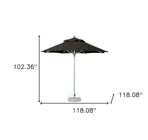 Homeroots 10' Black Polyester Round Market Patio Umbrella  Aluminum 491972