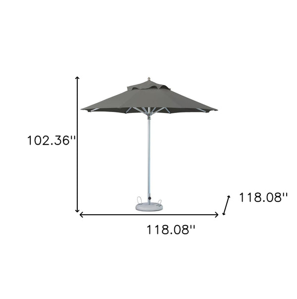 Homeroots 10' Charcoal Polyester Round Market Patio Umbrella  Aluminum 491974