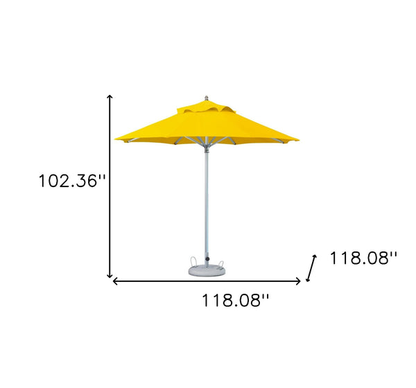 Homeroots 10' Yellow Polyester Round Market Patio Umbrella  Aluminum 491975