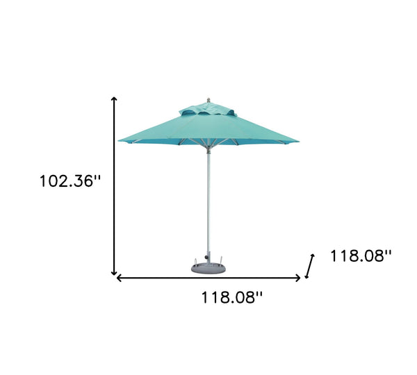 Homeroots 10' Aqua Polyester Round Market Patio Umbrella  Aluminum 491976