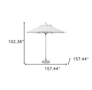 Homeroots 13' White Polyester Round Market Patio Umbrella  Aluminum 491977
