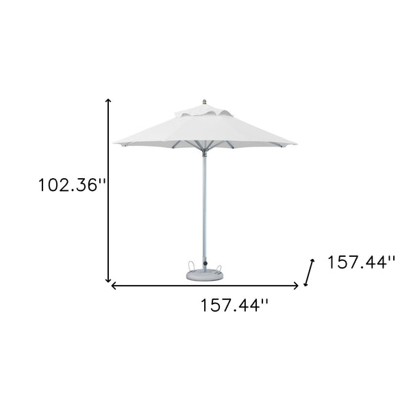 Homeroots 13' White Polyester Round Market Patio Umbrella  Aluminum 491977