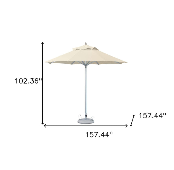 Homeroots 13' Ecru Polyester Round Market Patio Umbrella  Aluminum 491978