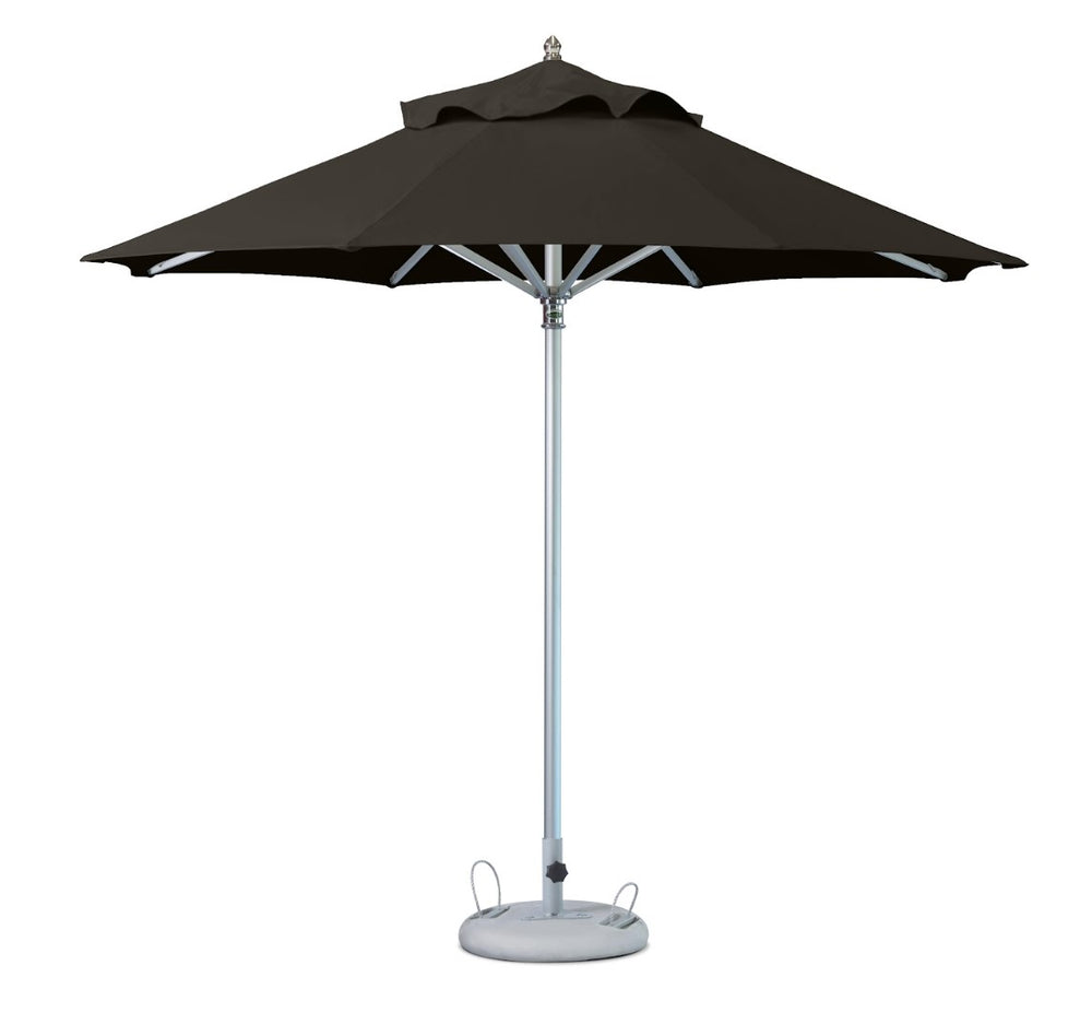Homeroots 13' Black Polyester Round Market Patio Umbrella  Aluminum 491979