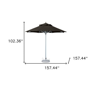 Homeroots 13' Black Polyester Round Market Patio Umbrella  Aluminum 491979