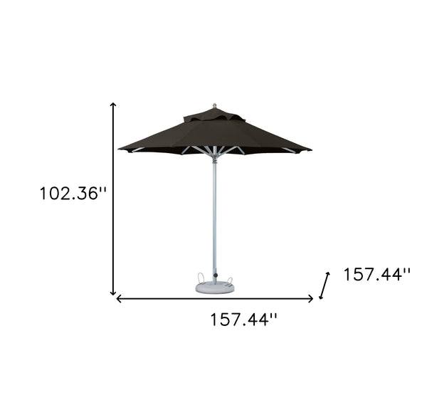 Homeroots 13' Black Polyester Round Market Patio Umbrella  Aluminum 491979