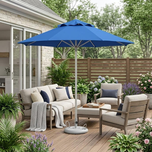 13 Ft Round Cantilever Patio Umbrella with Base Polyester Shade Outdoor Tilting