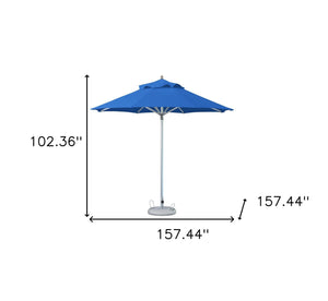 Homeroots 13' Blue Polyester Round Market Patio Umbrella  Aluminum 491980