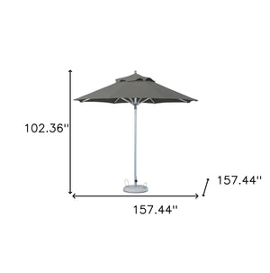Homeroots 13' Charcoal Polyester Round Market Patio Umbrella  Aluminum 491981