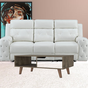 Homeroots 40" Natural And Dark Brown And White Wood Rectangular Coffee Table With Shelf   491989