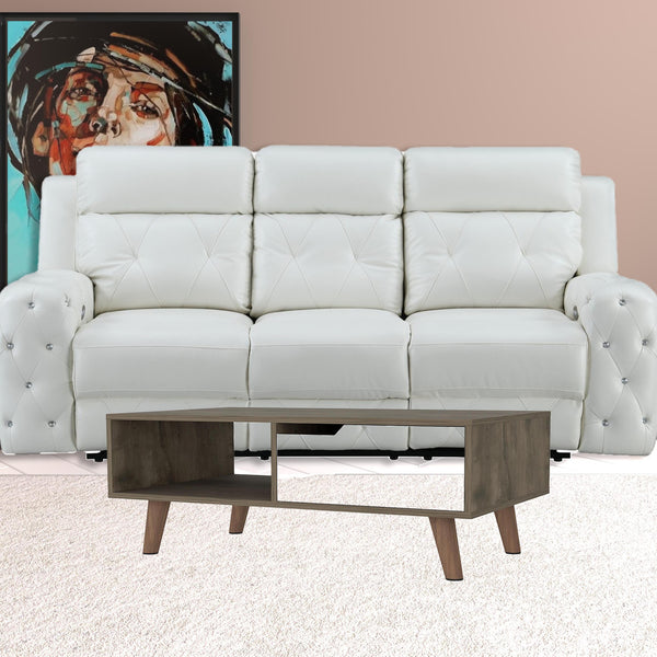 Homeroots 40" Natural And Dark Brown And White Wood Rectangular Coffee Table With Shelf   491989