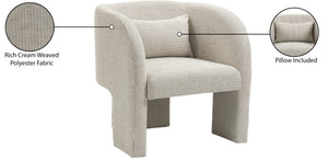 Sawyer Cream Weaved Polyester Fabric Accent Chair 491Cream Meridian Furniture
