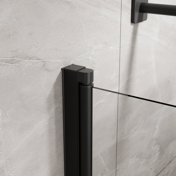 English Elm Goodyo Frameless Bathtub Pivot Screen Tempered Glass Panel with Matte Black Hardware D163147916