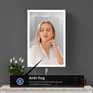 English Elm Led Lighted Medicine Cabinet With Adjustable Lighting, Anti-Fog Mirror, And Versatile Storage Solutions W3735P374343