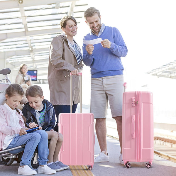 English Elm Hardshell Abs Checked Suitcase with 360 Spinner Wheels Expandable Tsa Lock 28 Inch Pink N730P296747P