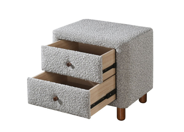 English Elm Cleo Boucle Upholstered Nightstand with Two Drawers for a Soft Bedroom Aesthetic B2756P493474